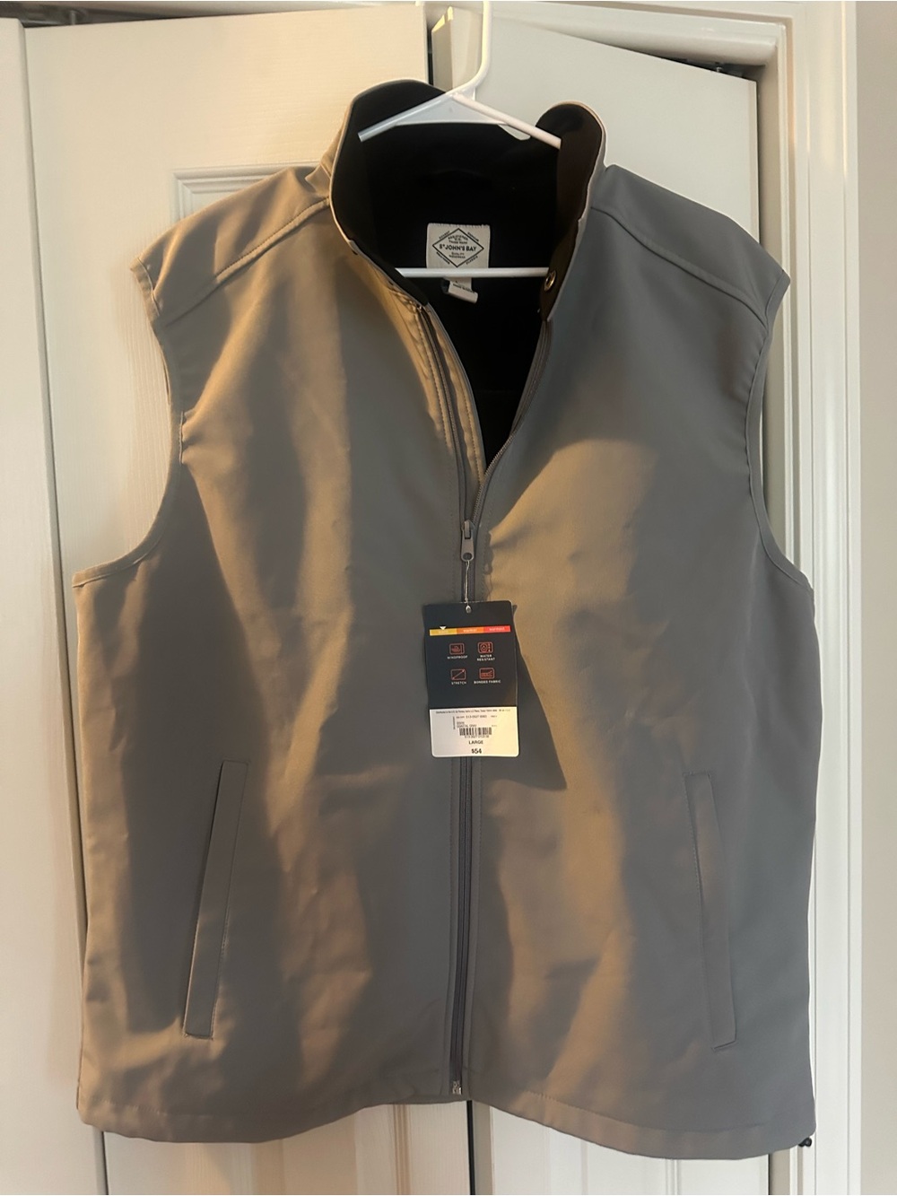 Men's Grey Softshell Zip Vest - Performance Outerwear. XL St John’s Bay NWT